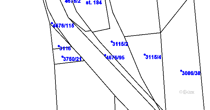 Parcela st. 4676/95 v KÚ Ločenice, Katastrální mapa