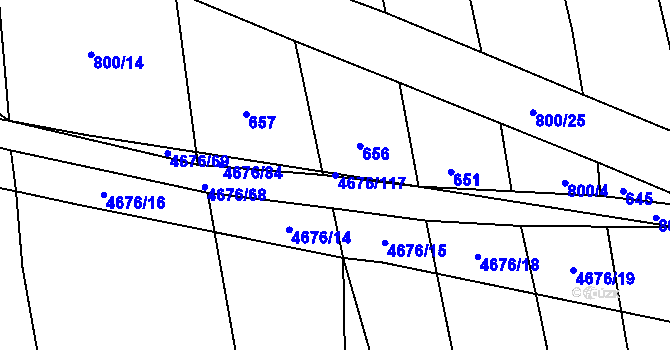Parcela st. 4676/117 v KÚ Ločenice, Katastrální mapa