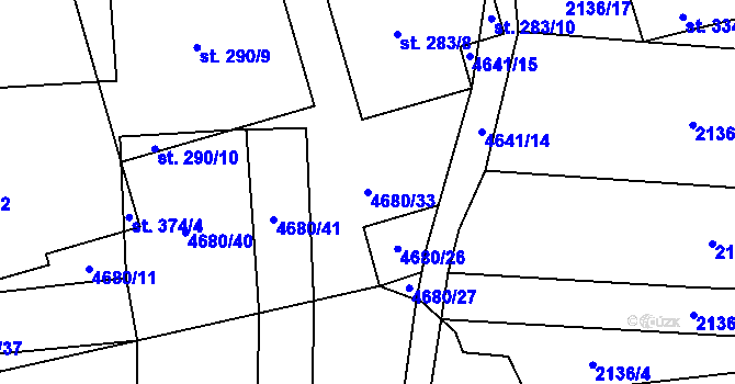 Parcela st. 4680/33 v KÚ Ločenice, Katastrální mapa