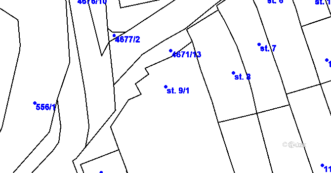 Parcela st. 9/1 v KÚ Ločenice, Katastrální mapa
