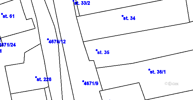 Parcela st. 35 v KÚ Ločenice, Katastrální mapa