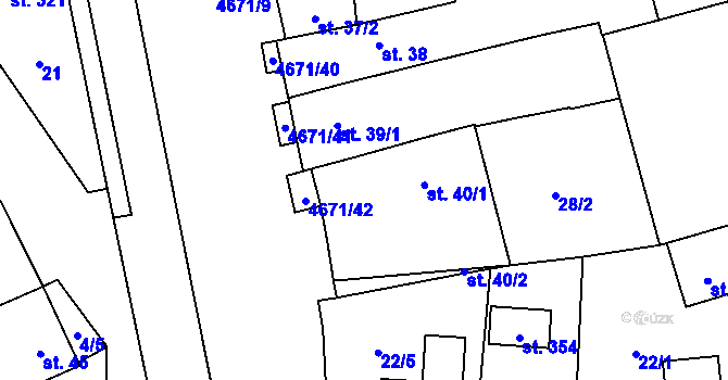 Parcela st. 40 v KÚ Ločenice, Katastrální mapa