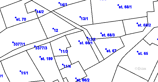 Parcela st. 66/1 v KÚ Ločenice, Katastrální mapa