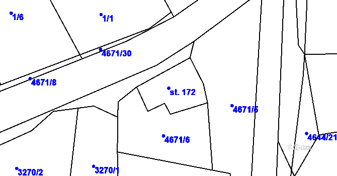 Parcela st. 172 v KÚ Ločenice, Katastrální mapa