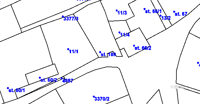 Parcela st. 189 v KÚ Ločenice, Katastrální mapa