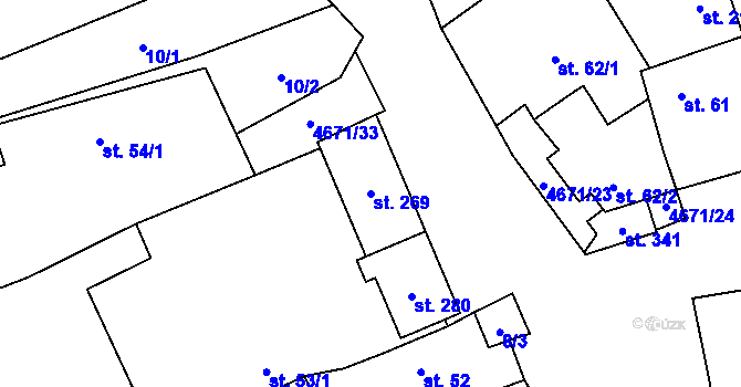 Parcela st. 269 v KÚ Ločenice, Katastrální mapa