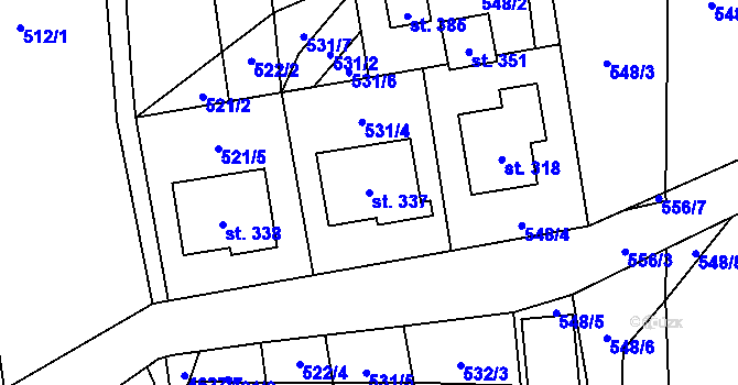 Parcela st. 337 v KÚ Ločenice, Katastrální mapa