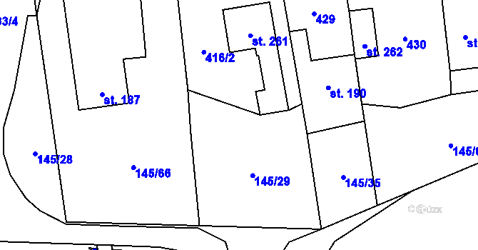 Parcela st. 145/5 v KÚ Ločenice, Katastrální mapa