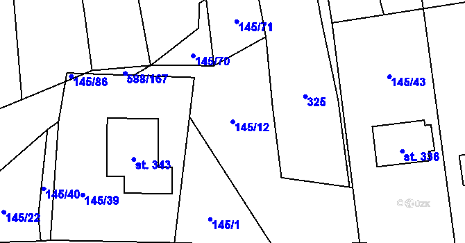 Parcela st. 145/12 v KÚ Ločenice, Katastrální mapa