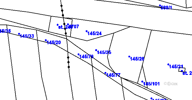 Parcela st. 145/25 v KÚ Ločenice, Katastrální mapa