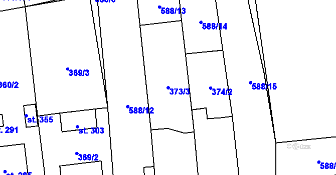 Parcela st. 373/3 v KÚ Ločenice, Katastrální mapa