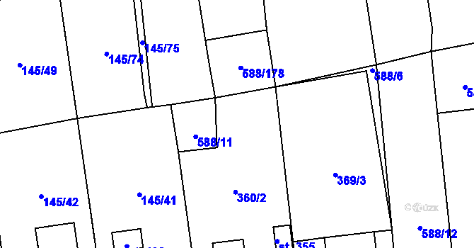 Parcela st. 588/2 v KÚ Ločenice, Katastrální mapa