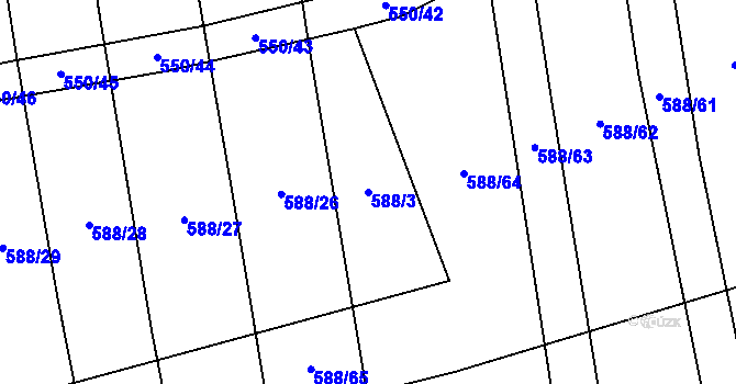 Parcela st. 588/3 v KÚ Ločenice, Katastrální mapa