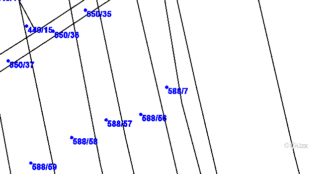 Parcela st. 588/7 v KÚ Ločenice, Katastrální mapa
