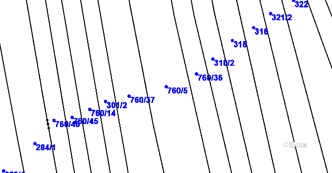 Parcela st. 760/5 v KÚ Ločenice, Katastrální mapa