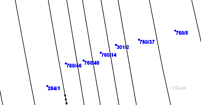 Parcela st. 760/14 v KÚ Ločenice, Katastrální mapa