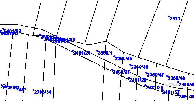 Parcela st. 2360/1 v KÚ Ločenice, Katastrální mapa