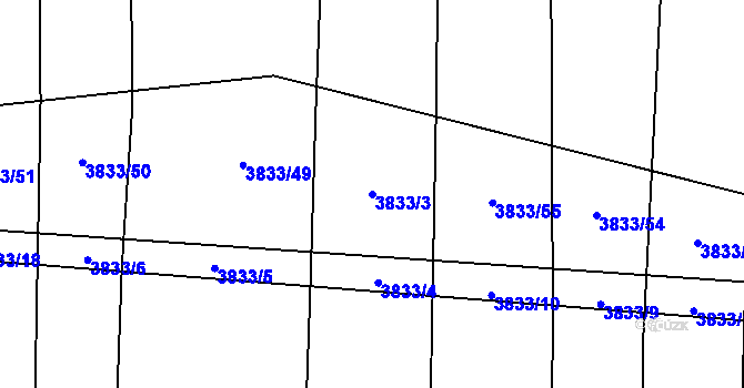 Parcela st. 3833/3 v KÚ Ločenice, Katastrální mapa