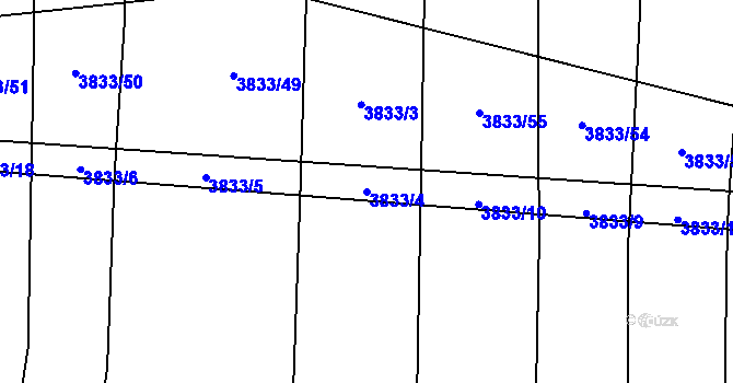 Parcela st. 3833/4 v KÚ Ločenice, Katastrální mapa