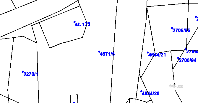 Parcela st. 4671/5 v KÚ Ločenice, Katastrální mapa