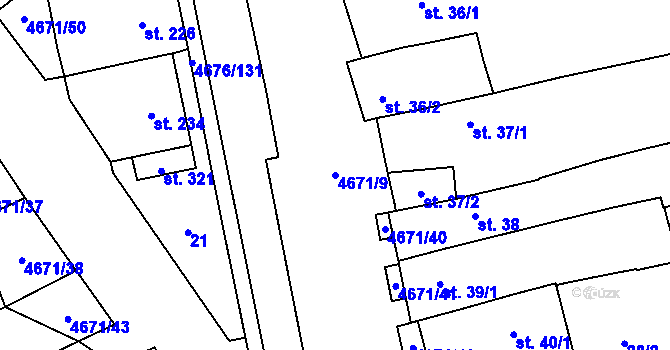 Parcela st. 4671/9 v KÚ Ločenice, Katastrální mapa