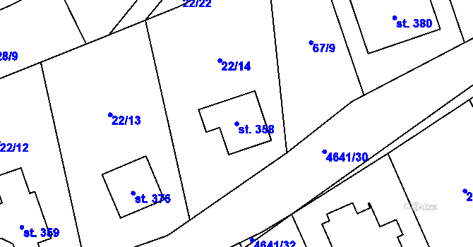 Parcela st. 358 v KÚ Ločenice, Katastrální mapa