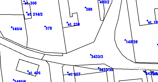 Parcela st. 3433/5 v KÚ Ločenice, Katastrální mapa