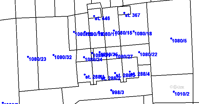 Parcela st. 1080/25 v KÚ Ločenice, Katastrální mapa