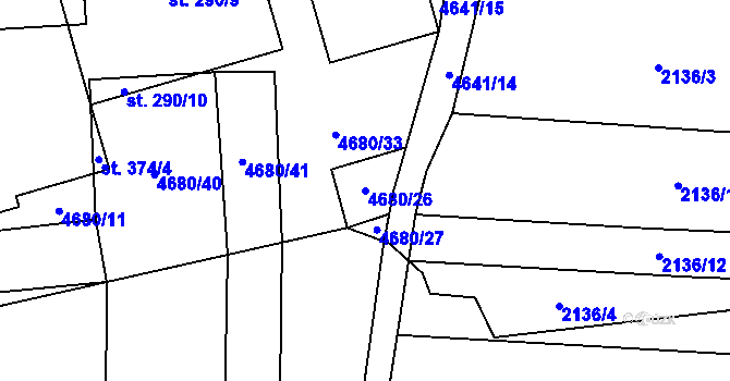Parcela st. 4680/26 v KÚ Ločenice, Katastrální mapa