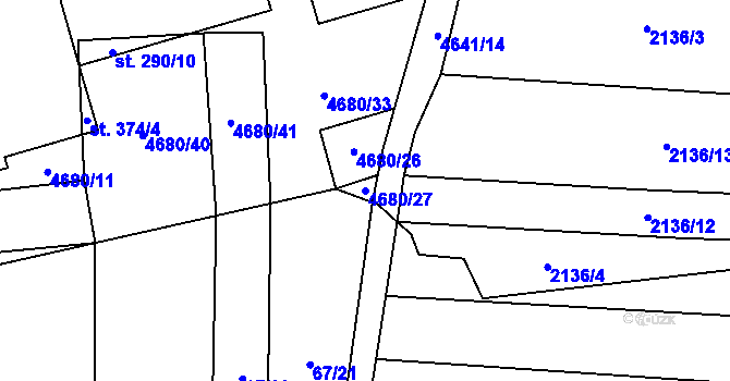 Parcela st. 4680/27 v KÚ Ločenice, Katastrální mapa