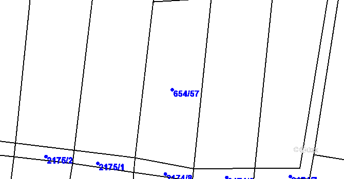 Parcela st. 654/57 v KÚ Nesměň u Ločenic, Katastrální mapa