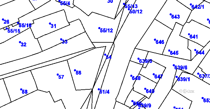 Parcela st. 54 v KÚ Loděnice u Berouna, Katastrální mapa