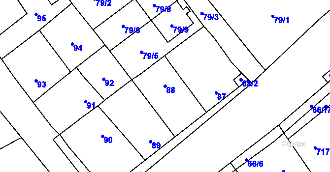 Parcela st. 88 v KÚ Loděnice u Berouna, Katastrální mapa