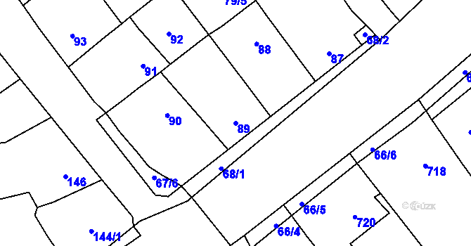 Parcela st. 89 v KÚ Loděnice u Berouna, Katastrální mapa