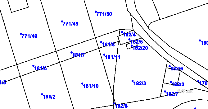Parcela st. 181/11 v KÚ Loděnice u Berouna, Katastrální mapa
