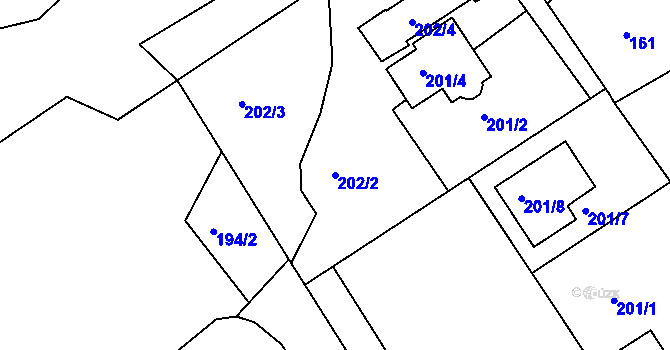 Parcela st. 202/2 v KÚ Loděnice u Berouna, Katastrální mapa