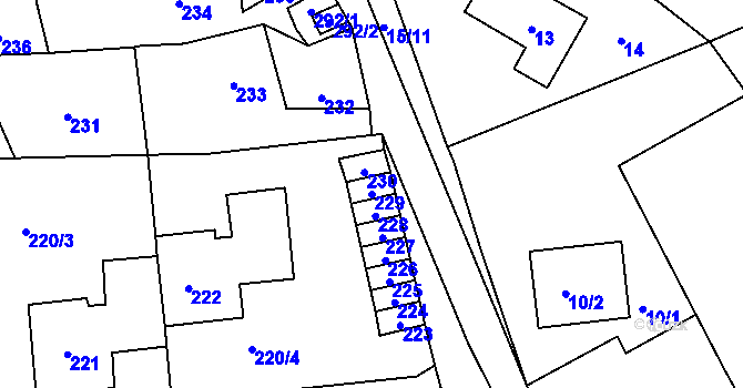 Parcela st. 229 v KÚ Loděnice u Berouna, Katastrální mapa
