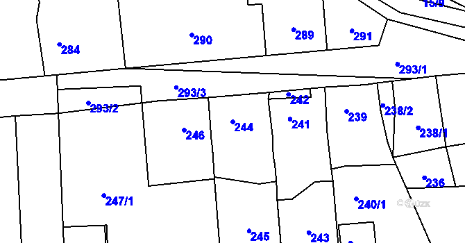 Parcela st. 244 v KÚ Loděnice u Berouna, Katastrální mapa