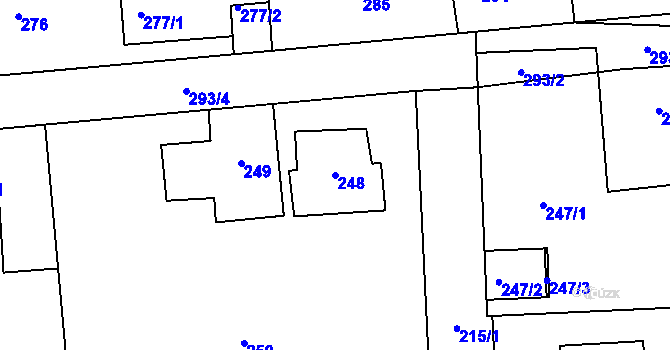 Parcela st. 248 v KÚ Loděnice u Berouna, Katastrální mapa