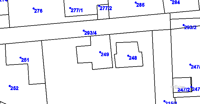 Parcela st. 249 v KÚ Loděnice u Berouna, Katastrální mapa