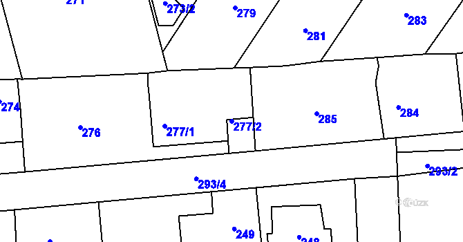 Parcela st. 277/2 v KÚ Loděnice u Berouna, Katastrální mapa