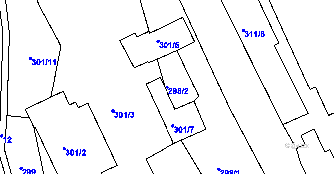 Parcela st. 298/2 v KÚ Loděnice u Berouna, Katastrální mapa