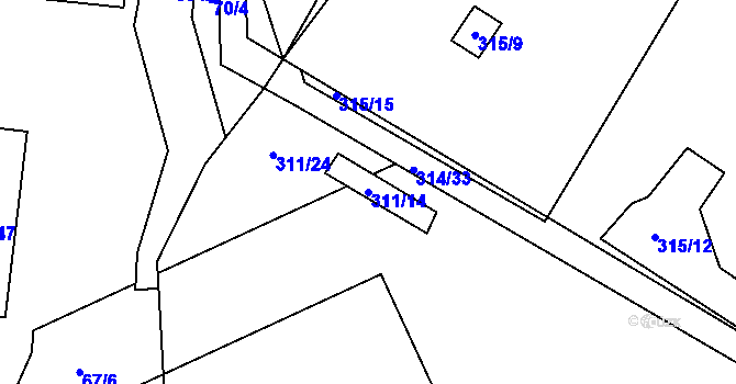 Parcela st. 311/14 v KÚ Loděnice u Berouna, Katastrální mapa