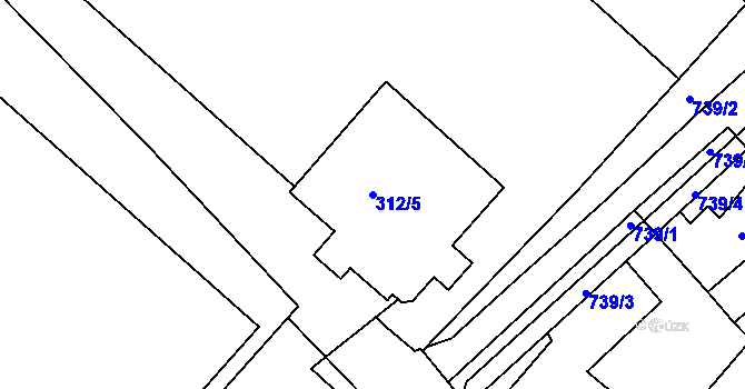 Parcela st. 312/5 v KÚ Loděnice u Berouna, Katastrální mapa