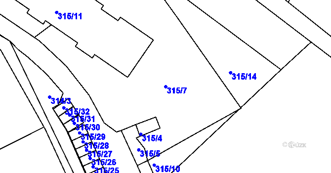 Parcela st. 315/7 v KÚ Loděnice u Berouna, Katastrální mapa