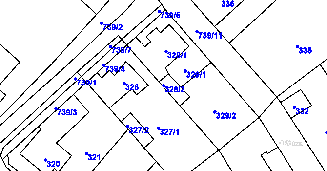 Parcela st. 328/2 v KÚ Loděnice u Berouna, Katastrální mapa
