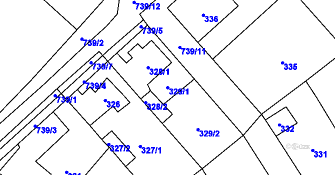 Parcela st. 329/1 v KÚ Loděnice u Berouna, Katastrální mapa