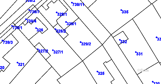 Parcela st. 329/2 v KÚ Loděnice u Berouna, Katastrální mapa