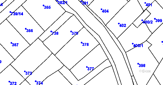 Parcela st. 378 v KÚ Loděnice u Berouna, Katastrální mapa
