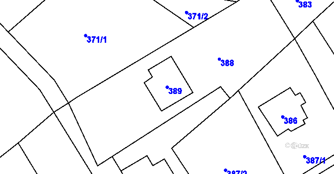 Parcela st. 389 v KÚ Loděnice u Berouna, Katastrální mapa